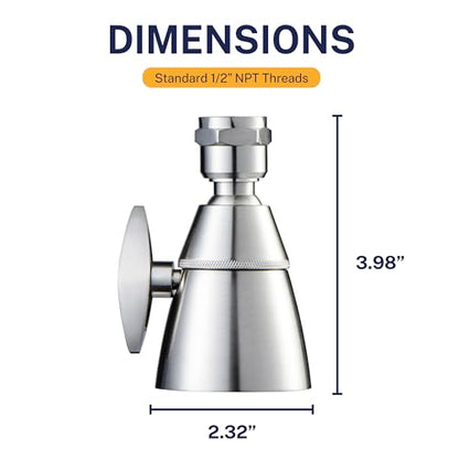 HammerHead Showers® Solid Metal 2 Inch High Pressure Shower Heads - BRUSHED NICKEL – 2.5 GPM Shower Heads High Pressure - High Flow Shower Head with ADJUSTABLE SPRAY PATTERN - Fixed Shower Head - color: Brushed Nickel, size: 2.5 GPM Standard