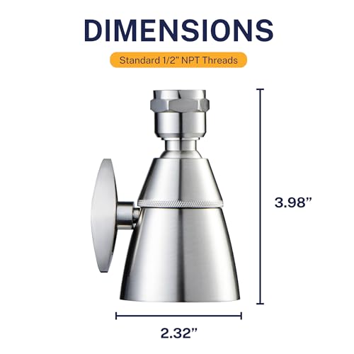 HammerHead Showers® Solid Metal 2 Inch High Pressure Shower Heads - BRUSHED NICKEL – 2.5 GPM Shower Heads High Pressure - High Flow Shower Head with ADJUSTABLE SPRAY PATTERN - Fixed Shower Head - color: Brushed Nickel, size: 2.5 GPM Standard