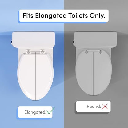 TUSHY Elongated Toilet Seat with Soft-Close, Fits All Bidet Attachments | Basic Install 6 Minutes, Quick-Release for Easy Cleaning, Non-Slip Pads