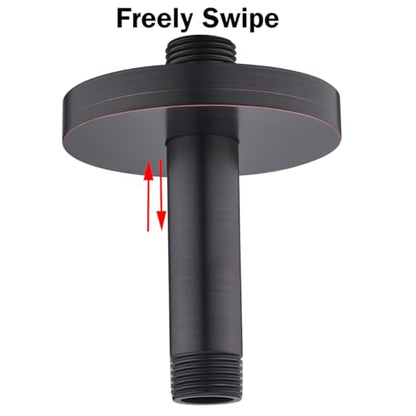 RANDOM Straight Shower Arm with Flange Oil Rubbed Bronze 4 Inches Ceiling Mount Shower Head Extension Arm Ceiling-Mounted For Fixed Shower Head.RD-91038-4-ORB - color: 4″ Oil Rubbed Bronze(Round Flange)