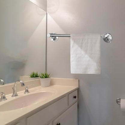 Adjustable 16-27" Suction Cup Towel Bar Extendable Suction Cup Towel Rack Holder Bathroom Stainless Steel for Glass Shower Door(Silver) - color: Silver