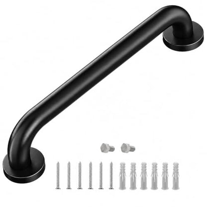 12 Inch Matte Black Stair Handrail, 1 Pack Industrial Wall Mounted Handrail for Indoor Outdoor Stairs, Balcony, Porch and Elderly Safety Support - style: Black 1 Pack 12 Inch