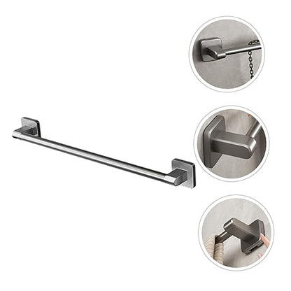 Wall-Mounted Heavy Duty Towel Bar Self-Adhesive Bathroom Rack No Drill Installation for Kitchen Bathroom and Balcony Grey Towel Holder - size: 50X6X6CM