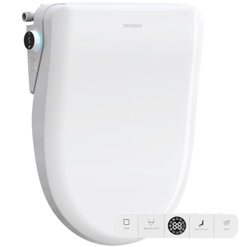 Tadashi Bidet Toilet Seat Elongated, Heated Toilet Seat, Instant Warm Water & Dryer, Feminine & Rear Wash, Self-Clean Nozzle, Slow Close Lid, Child/ECO/Silent Mode