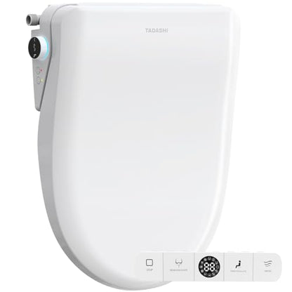Tadashi Bidet Toilet Seat Elongated, Heated Toilet Seat, Instant Warm Water & Dryer, Feminine & Rear Wash, Self-Clean Nozzle, Slow Close Lid, Child/ECO/Silent Mode