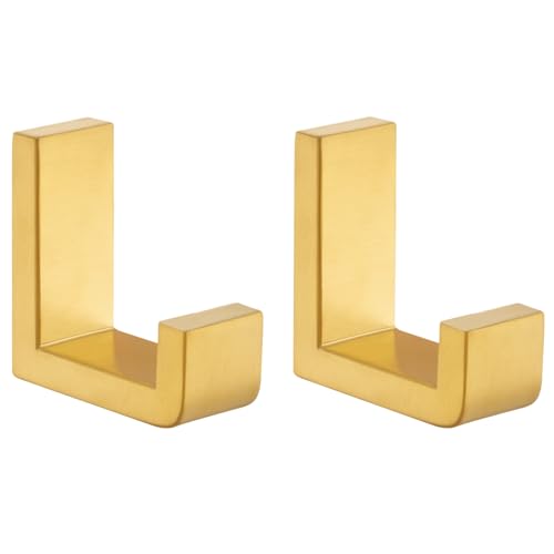 Angle Simple Towel Hooks Brushed Dark Gold, 2 Pack Coat Robe Holder | Solid SUS304 Stainless Steel, Space Saving L Shape Wall Hooks for Bathroom Shower Closet Hallway Kitchen, Screw Mount - color: Brushed Dark Gold, size: 2 Pack