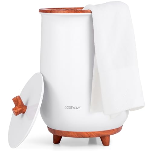 COSTWAY Bucket Style Towel Warmer, 23L Towel Warmer with 4 Heating Time & 3 Heating Temperature, Overheat Protection System, Fragrant Disc Holder, Towel Warmer for Bathroom, Hot Tub, Spa (Coffee) - color: Coffee