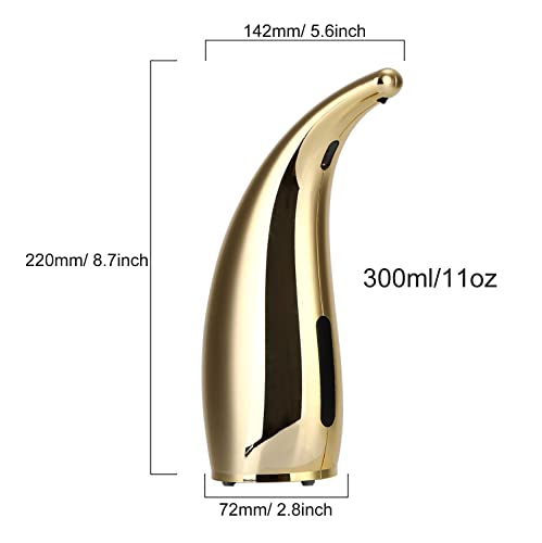 Automatic Soap Dispenser, 4 Levers Adjustable, Touchless Liquid Soap Dispenser, for Kitchen and Bathroom, with Infrared Motion Sensor, Waterproof, 300ml/11oz Gold - color: Gold