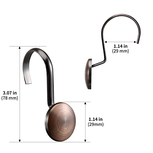 Bronze Shower Curtain Hooks, Rustproof Shower Hooks for Shower Curtain Bathroom, ZESLMG Oil Rubbed Decorative Shower Rings for Shower Curtain Rod Hangers, Thread Shape Design Set of 12