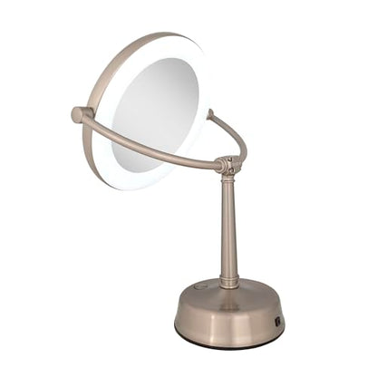 Zadro 12" Lexington LED Lighted Makeup Mirror with Magnification & Infinity Dimmer Touch Pad (Large | 12" x 20.75" | 10X/1X, Rose Gold) - color: Rose Gold
