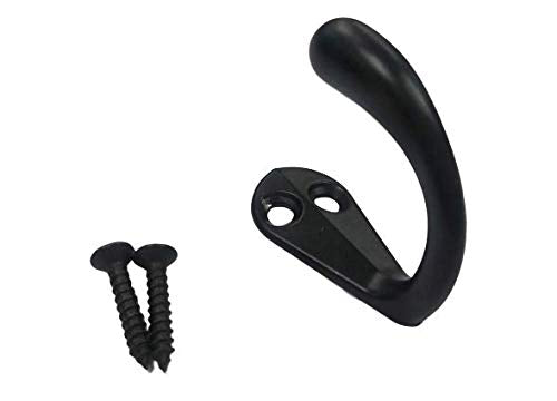 QCAA Premium Quality Single Prong Robe Hook Hanger, Zinc Die Cast, Matte Black, 6 Pack - color: Matte Black, size: 6 Pack
