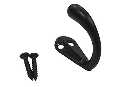 QCAA Premium Quality Single Prong Robe Hook Hanger, Zinc Die Cast, Matte Black, 6 Pack - color: Matte Black, size: 6 Pack