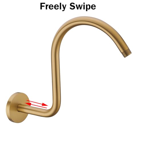 RANDOM S Shaped Shower Head Riser Pipe,Goose Neck Shower Arm 13 Inch Shower Head Extension Arm with Flange,Standard 1/2" Connection,Champagne Bronze.RD-91098-13CB - color: Champagne Bronze