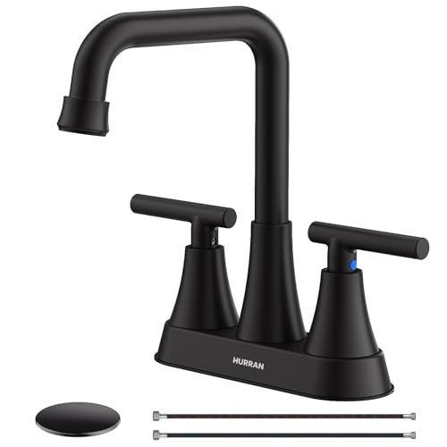 Matte Black 4 inch Centerset Bathroom Faucet for Sink 2-3 Hole | Bathroom Sink Faucet with Pop-up Drain and Supply Lines, Stainless Steel 2-Handle Centerset Faucet for Vanity RV Restroom - color: Matte Black