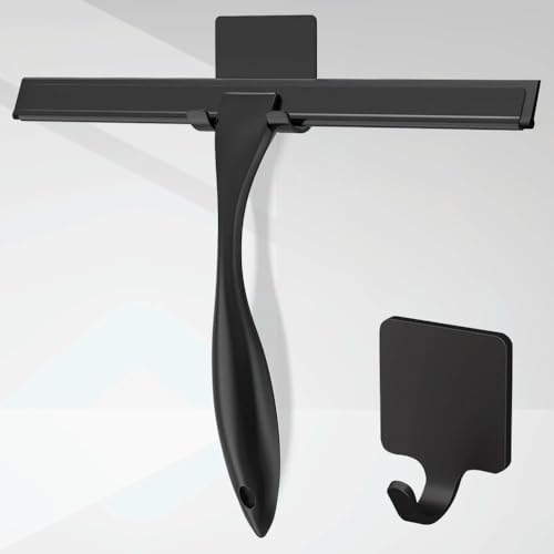 10 Inch Squeegee for Shower Glass Stainless Steel Streak-Free Glass Cleaner with Adhesive Holder Rubber Wiper Home Mirrors