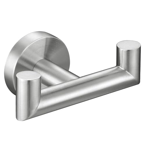 Angle Simple Towel Hook for Bathroom, SUS 304 Stainless Steel, Double Hand Towel Coat Holder for Wall, Brushed Nickel - color: Brushed Nickel, size: 1 Pack