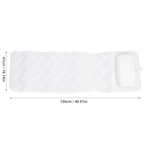 Ejoyous Full Body Bath Pillow, Spa Bathtub Pillow with Anti Slip Suction Cups, Luxury Bath Cushion Mat for Tub, White, Polyester, Neck/Back Support, Comfortable Spa Experience