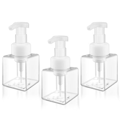 3 Pack Foaming Soap Dispenser Empty Plastic Foam Pump Bottle Refillable Foam Soap Bottle Dispenser for Shampoo Liquid Soap Face Wash (Clear, 250ml/8.3oz) - color: Clear, size: 250 ml