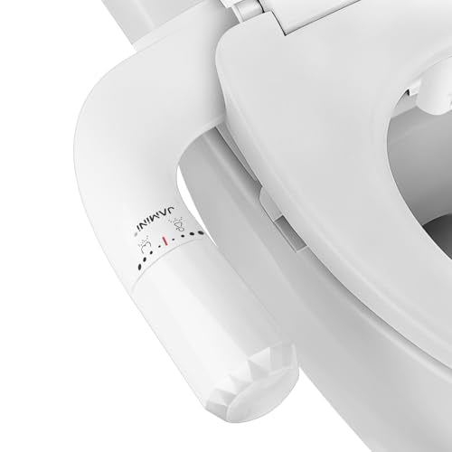 Jamini Ultra-Slim Non-Electric Toilet Bidet Attachment with Dual Nozzles, Rear and Female Front Wash, Single Cold Water with Adjustable Pressure, 0.23" Slim Design, Detachable for Easy Cleaning - style: Diamond Knob – Right