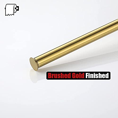 JQK Toilet Paper Storage Stand Gold, 304 Stainless Steel Thicken 0.8mm Tissue Reserve Holder Dispenser for Bathroom, Brushed Gold, TPS180-BG - color: Gold & Black Base