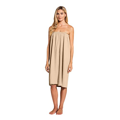 Canyon Rose Waffle Weave Long Spa Wrap, One Size, Sand | Luxurious Waffle Knit Body Wrap, Generous Length, Elasticized Top with Touch-and-Close Fastener, Machine Washable - color: Sand