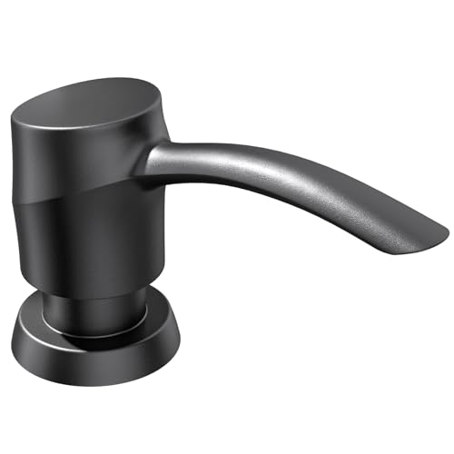 Kitchen Sink Soap Dispenser Black Matt Built-in Dispenser, ABS Dispenser Pump 17 oz PET Bottle, Refill from Top - color: Black Matt, style: 17oz Bottle