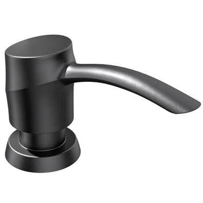 Kitchen Sink Soap Dispenser Black Matt Built-in Dispenser, ABS Dispenser Pump 17 oz PET Bottle, Refill from Top - color: Black Matt, style: 17oz Bottle