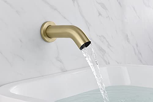 SUMERAIN Bathroom Brushed Gold Rain Shower System with Tub Spout | Tub and Shower Set, Brass Hand Shower, 8" Shower Head, Brass Rough in Valve, Concealed Box Design - color: Brushed Gold, size: 3 Function