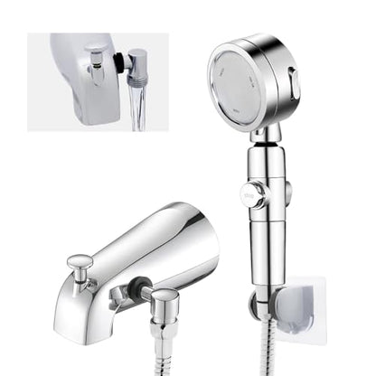 Chrome Tub Spout with Diverter slip fit 1/2 inch Copper Tube, High Pressure filtered Handheld Shower with 3 Spray Modes On/Off Switch, 59 inch hose, Bracket, No Drill Required Install