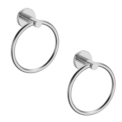 2 Pack Polished Chrome Towel Ring | Hand Towel Holder for Bathroom Wall Mounted, Durable 304 Stainless Steel, Modern Style - color: Polished Chrome