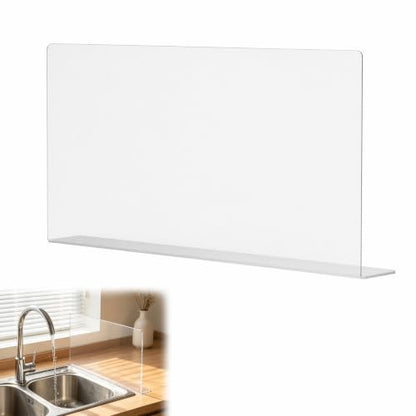 PRETYZOOM Acrylic Sink Splash Guard, Self-Adhesive Clear Panel, 15.7x8 in | Splash Barrier for Kitchen and Bathroom Countertop, Fits Stainless Steel and Glass, Smooth Surfaces, Easy Install - size: 40.00X21.00X5.00CM
