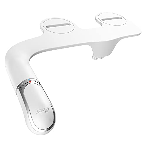 Bio Bidet SlimTwist Bidet Attachment for Toilet, Non Electric, Retractable Dual Nozzles, Adjustable Water Pressure, Splash Guard, Easy Install, White - style: Comfort Twist