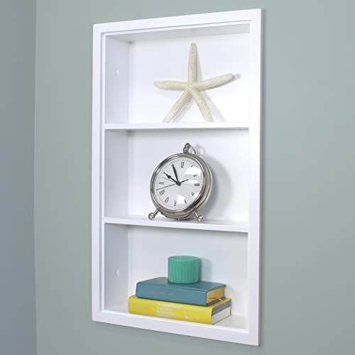 14x24 Sloane Recessed Wall Niche Medicine Cabinet Replacement, in The Wall Bathroom Cabinet Insert Shelf/Shelves, Made in North America, Real Wood, NO MDF, White Plain Back - color: White, size: 14x24