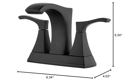 Pfister Venturi Bathroom Sink Faucet, 4-Inch Centerset, 2-Handle, 3-Hole, Matte Black Finish, LF048VNBB - color: Matte Black, size: 4 Inches