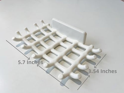 2-Pack Adhesive Soap Holder, No Drill Wall Mounted Self Draining Soap Dish for Shower Bathroom Kitchen(White) - color: White