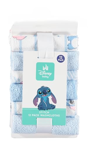 Disney Baby Washcloths 12 Pack – Ultra Soft Baby Wash Cloths, Lilo & Stitch (Stitch & Angel), Winnie the Pooh & Mickey Mouse, Absorbent Newborn Bath Essentials - color: Stitch II