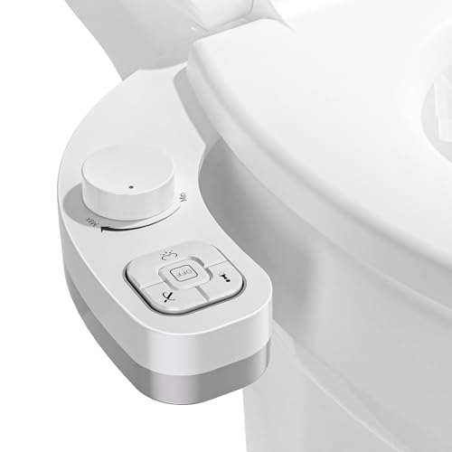 Bidet Attachment for Toilet, Dual Nozzle (Frontal and Rear Wash) Non-Electric Fresh Water Bidet Toilet Seat Attachment with Nozzle Self Cleaning, Adjustable Water Pressure (White) - color: White