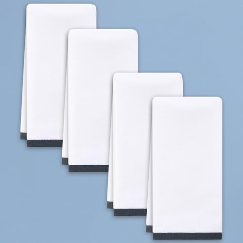 VOOVA & MOVAS White Hand Towels Set of 4, 15"x25" - 100% Cotton | Light | Softness | Absorbent | Daily Use | 400GSM | Fluffy, Decorative Hand Towels for Bathroom | Guest, Black and White Towel - color: Black and White, size: 4PC Hand Towels