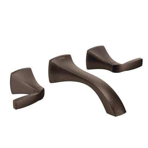 Moen Voss Oil Rubbed Bronze Two-Handle Wall Mount Bathroom Faucet Trim Kit, Valve Required, T6906ORB - color: Bronze