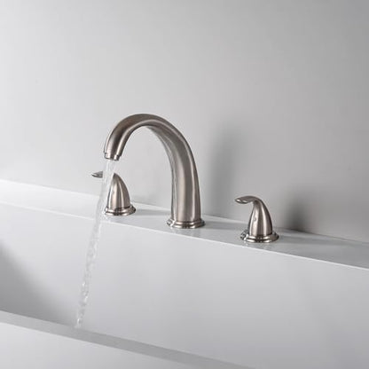SUMERAIN Classic Roman Bathtub Faucet Brushed Nickel Tub Faucet 3 Hole 2 Handle, Valve Included | High Flow, Valve Included, Easy Install - color: Brushed Nickel, size: 8-3/8" spout reach