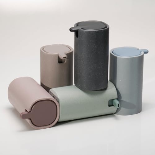 LINE+ARC Modern Easy-to-Press Soap & Lotion Dispenser, Beige | Ergonomic, rust-free liquid pump, cute blue design for marble bathroom sink, kitchen countertop, beige - color: Beige
