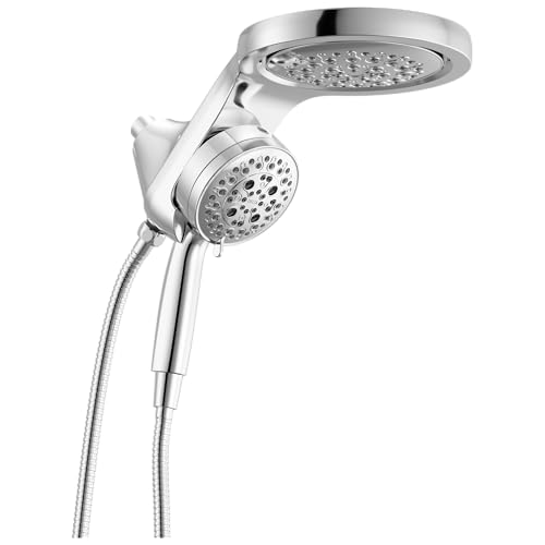 Delta 6-Setting HydroRain Premium 2-in-1 Dual Shower Head with ProClean Spray, Chrome High Pressure Shower Head with Handheld Spray, 1.75 GPM Flow Rate, Lumicoat Chrome 56000-PR25 - color: Lumicoat Chrome