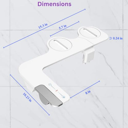 Ultra-Thin Bidet Attachment for Toilet with Non-Electric Self-Cleaning Water Pressure Adjustable Dual Nozzles for Rear & Front Wash, Easy Installation – Fits Most Toilets