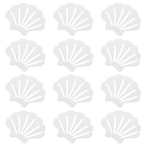 PATIKIL 12 Pcs Non Slip Bathtub Stickers, Anti Slip Shower Stickers Bathroom Shower Floor Decals Sea Shell Shape Cute Treads Tubs, White - color: White