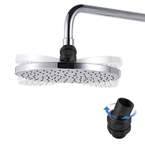 Shower Head Swivel Ball Adapter, Solid Brass Adjustable Shower Arm Connector, Polished Chrome Finish (Black) - color: Black