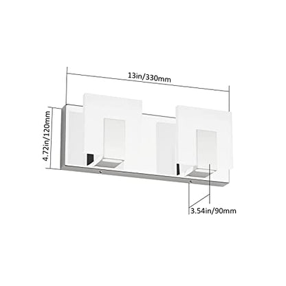 Aipsun 2 Lights Dimmable Modern LED Vanity Light for Bathroom Frosted White Acrylic Chrome Up and Down Bathroom Wall Light Fixtures Over Mirror(White Light 6000K) - size: 2 Lights