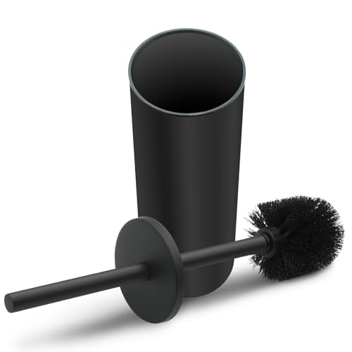 Stainless Steel Toilet Brush with Holder Set for Bathroom Storage and Organization Toilet Bowl Cleaner Brush and Holder (1, Black) - color: Black