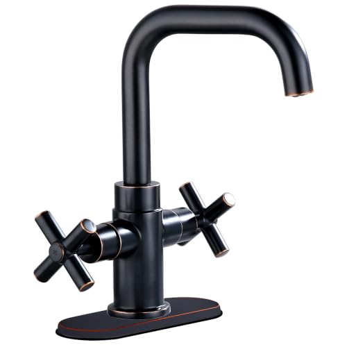 Bathroom Sink Faucet, 4 Inch Single Hole or 3 Hole Centerset Vanity Faucet, 2-Handle Handle Single Hole Bahroom Sink Faucet, Pop Up Drain Oil Rubbed Bronze Finish DF-1265CCH-ORB - color: Oil Rubbed Bronze