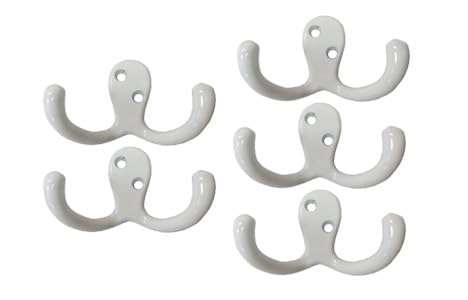 Premium Double Robe Hook, 2-3/4", Zinc Die Cast, Matte White, 5pack, Made in Taiwan - size: 5pack-Matte White