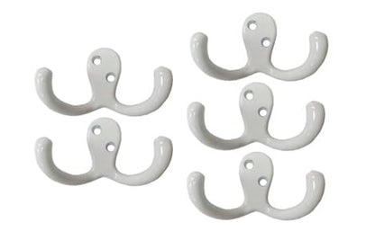 Premium Double Robe Hook, 2-3/4", Zinc Die Cast, Matte White, 5pack, Made in Taiwan - size: 5pack-Matte White